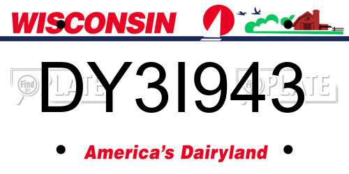 DY3I943 Wisconsin License Plate