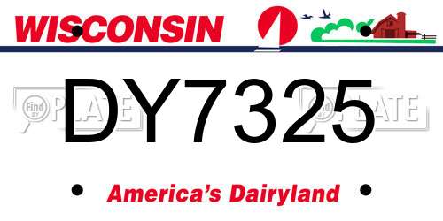 DY7325 Wisconsin License Plate