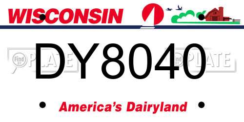 DY8040 Wisconsin License Plate