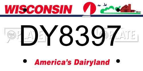 DY8397 Wisconsin License Plate
