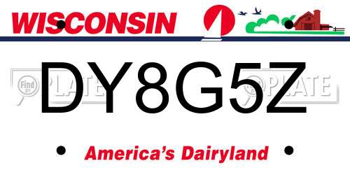 DY8G5Z Wisconsin License Plate