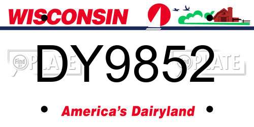 DY9852 Wisconsin License Plate