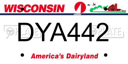 DYA442 Wisconsin License Plate