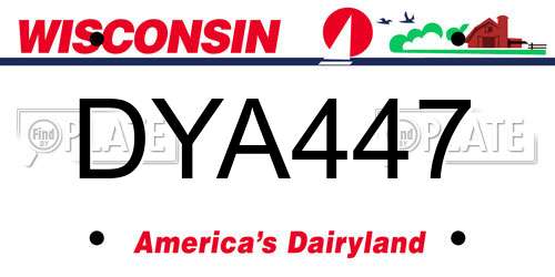 DYA447 Wisconsin License Plate