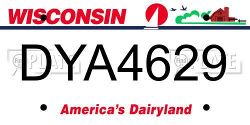 DYA4629 Wisconsin License Plate