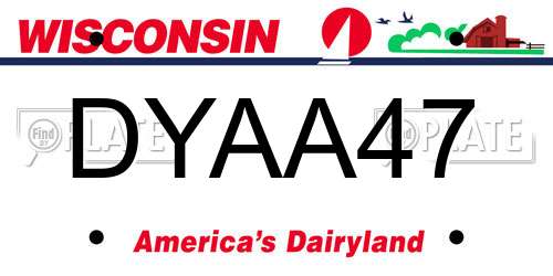 DYAA47 Wisconsin License Plate