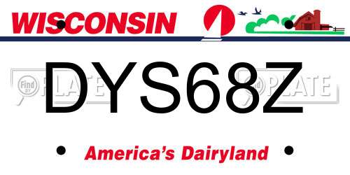 DYS68Z Wisconsin License Plate