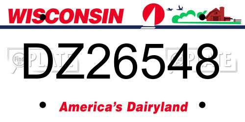 DZ26548 Wisconsin License Plate