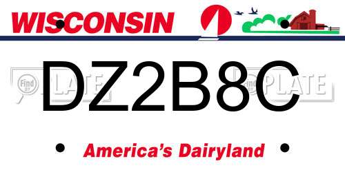 DZ2B8C Wisconsin License Plate