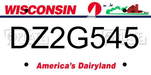 DZ2G545 Wisconsin License Plate