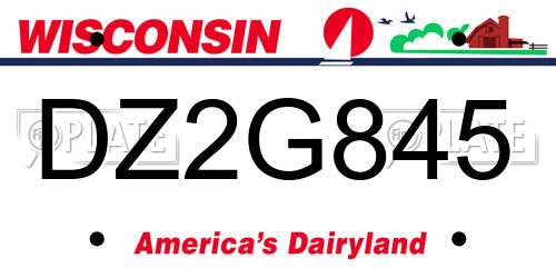 DZ2G845 Wisconsin License Plate