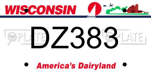 DZ383 Wisconsin License Plate