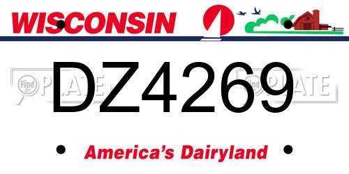 DZ4269 Wisconsin License Plate