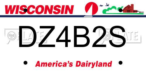 DZ4B2S Wisconsin License Plate