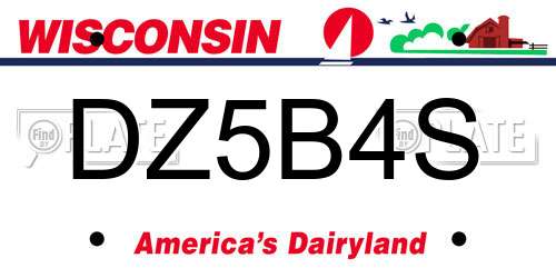 DZ5B4S Wisconsin License Plate