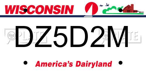 DZ5D2M Wisconsin License Plate