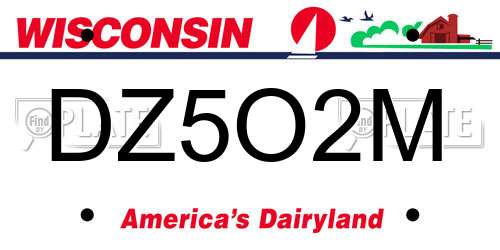 DZ5O2M Wisconsin License Plate