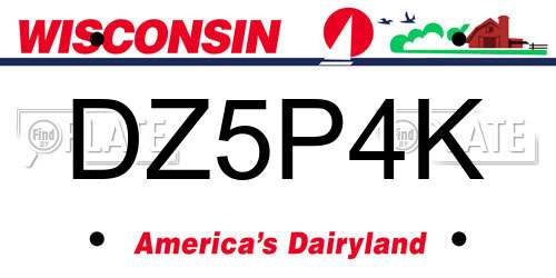 DZ5P4K Wisconsin License Plate