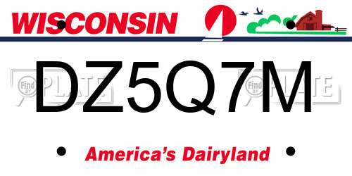 DZ5Q7M Wisconsin License Plate