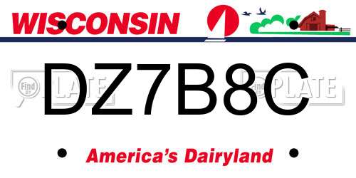 DZ7B8C Wisconsin License Plate