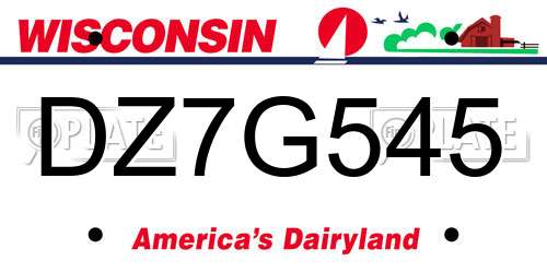 DZ7G545 Wisconsin License Plate