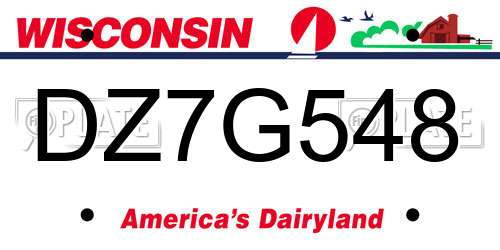 DZ7G548 Wisconsin License Plate