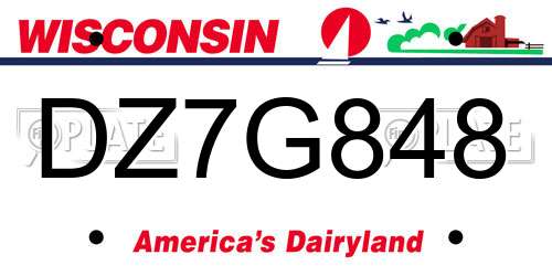 DZ7G848 Wisconsin License Plate