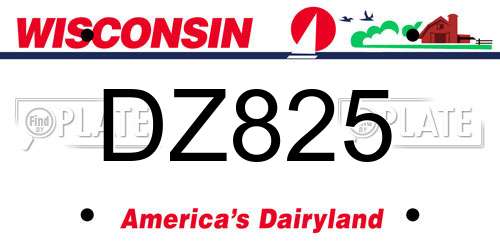 DZ825 Wisconsin License Plate