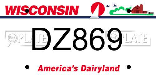 DZ869 Wisconsin License Plate