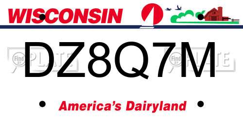 DZ8Q7M Wisconsin License Plate
