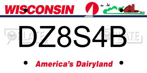 DZ8S4B Wisconsin License Plate
