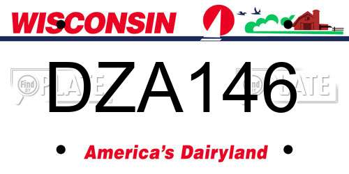 DZA146 Wisconsin License Plate