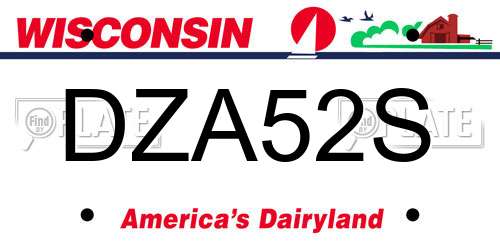 DZA52S Wisconsin License Plate