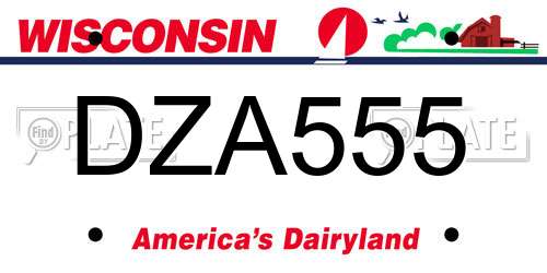 DZA555 Wisconsin License Plate