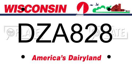 DZA828 Wisconsin License Plate