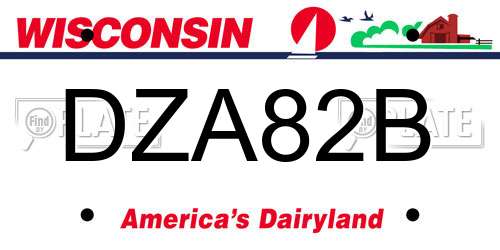 DZA82B Wisconsin License Plate