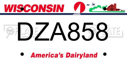 DZA858 Wisconsin License Plate