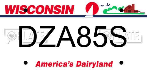 DZA85S Wisconsin License Plate