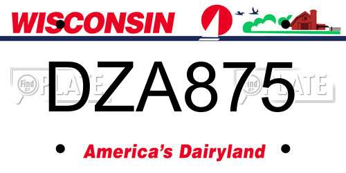 DZA875 Wisconsin License Plate