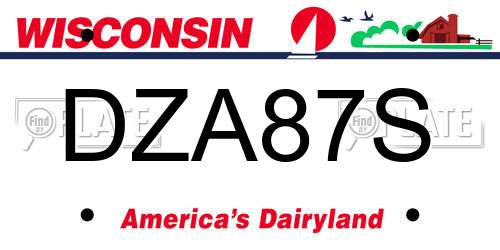DZA87S Wisconsin License Plate