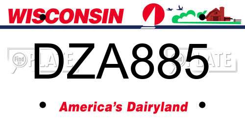 DZA885 Wisconsin License Plate