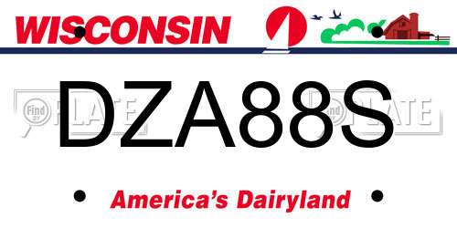 DZA88S Wisconsin License Plate