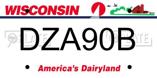 DZA90B Wisconsin License Plate