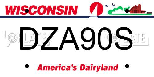 DZA90S Wisconsin License Plate