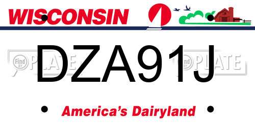 DZA91J Wisconsin License Plate