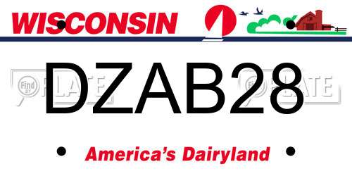 DZAB28 Wisconsin License Plate