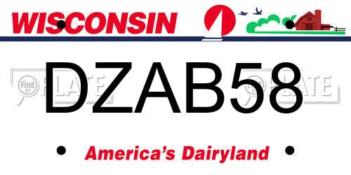 DZAB58 Wisconsin License Plate