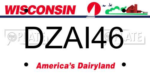 DZAI46 Wisconsin License Plate