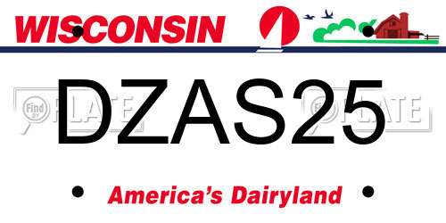 DZAS25 Wisconsin License Plate