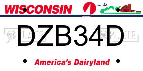 DZB34D Wisconsin License Plate
